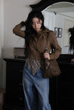 Crack leather brown shoulder bag