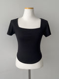 Marine Square Neck Crop Short Sleeve T-shirt