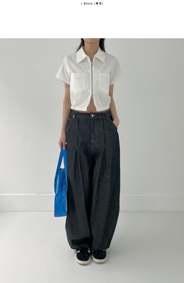 【INCHANT ME】592 Stitch Balloon Wide Denim INCHANT ME(インチャントミー) - 592ステッチバルーンワイド
