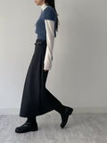 [Winter version] Pencil long pleated skirt