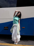 DOUBLE LAYERED MESH SKIRT