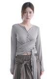 STRAP TIE BUTTON CARDIGAN