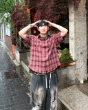 Pigment Dyeing Check Short Sleeve Shirt