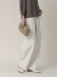 White corduroy wide pants