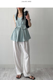 [Belt Bag SET] Smoke Sleeveless Frill Blouse