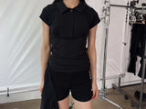 EYELET DRAPE SKIRT PANTS