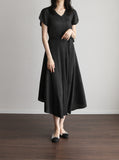 [Premium] Armoni Pleated Belt V-Neck One Piece