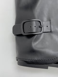 Leather buckle open toe flip-flop boots