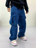 Venti semi-wide denim cargo pants