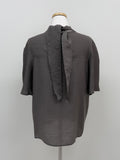 Balloon Tie Mock Neck Half Blouse