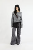 Clio wrap diagonal knit top