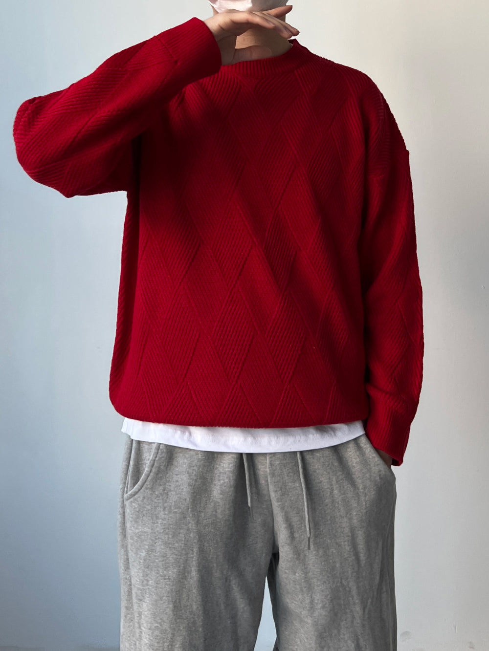 【KOOLOSET】Diamond Fisherman Round Knit 