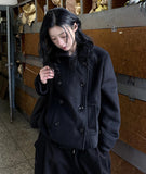 BLACK BUTTON SHORT COAT