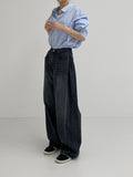 310 Pleated Wide Denim Pants