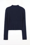 Basic ribbed knit zip-up