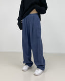 Banding corduroy long wide pants