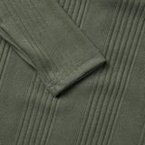 Overlock Henley Neck Knit Long Sleeve