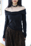 Soft twist off-shoulder knit