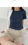 Linen round neck short sleeve T-shirt