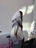 DRAPE NECK KNIT HOODIE