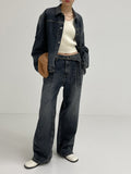 [unisex] Catwashing Belted Pintuck Wide Denim