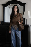 Crack leather brown shoulder bag