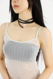 Pearl see-through shirring bustier
