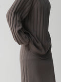 Ribbed Turtleneck Knit Setup Skirt