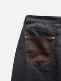Ruiner Leather Pocket Raw Denim Pants