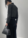 Fence color matching tweed crop cardigan