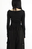 Crop shirring halter tee