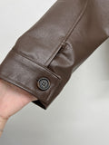 Big Collar Over Fit Leather Blouson
