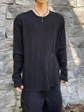 Kiden diagonal button henley neck sleeve
