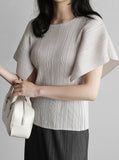 [Premium] Eileen Cut Pleated Short Sleeve T-shirt