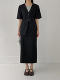 Lauder linen H-line long skirt