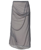 Draped Mesh Layered Long Skirt