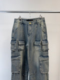 Multi Pocket Washed Denim