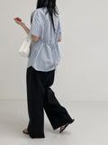 Ariel Cotton Pin-Tuck Wide Pants