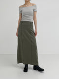 Belly Pin Tuck H-line Long Skirt