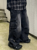 Mecha Zipper Detail Cargo Denim