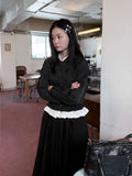 HOODED FRILL CROP JUMPER