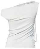 Braided Drape One-Shoulder Top
