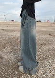 CUFFED WIDE DENIM PANTS