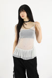 Pearl see-through shirring bustier
