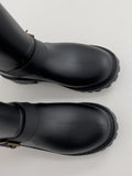 Buckle ankle rain boots