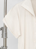 [Premium] Issey Pleated Collar Robe Long One Piece