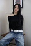 Notch Rivet Pintuck Denim