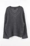 Net openwork v-neck knit