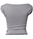 Asymmetrical Draped Strap Roll-Up T-Shirt