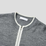 Beirut Wool Fingerhole Two-Tone Knit Zip-Up